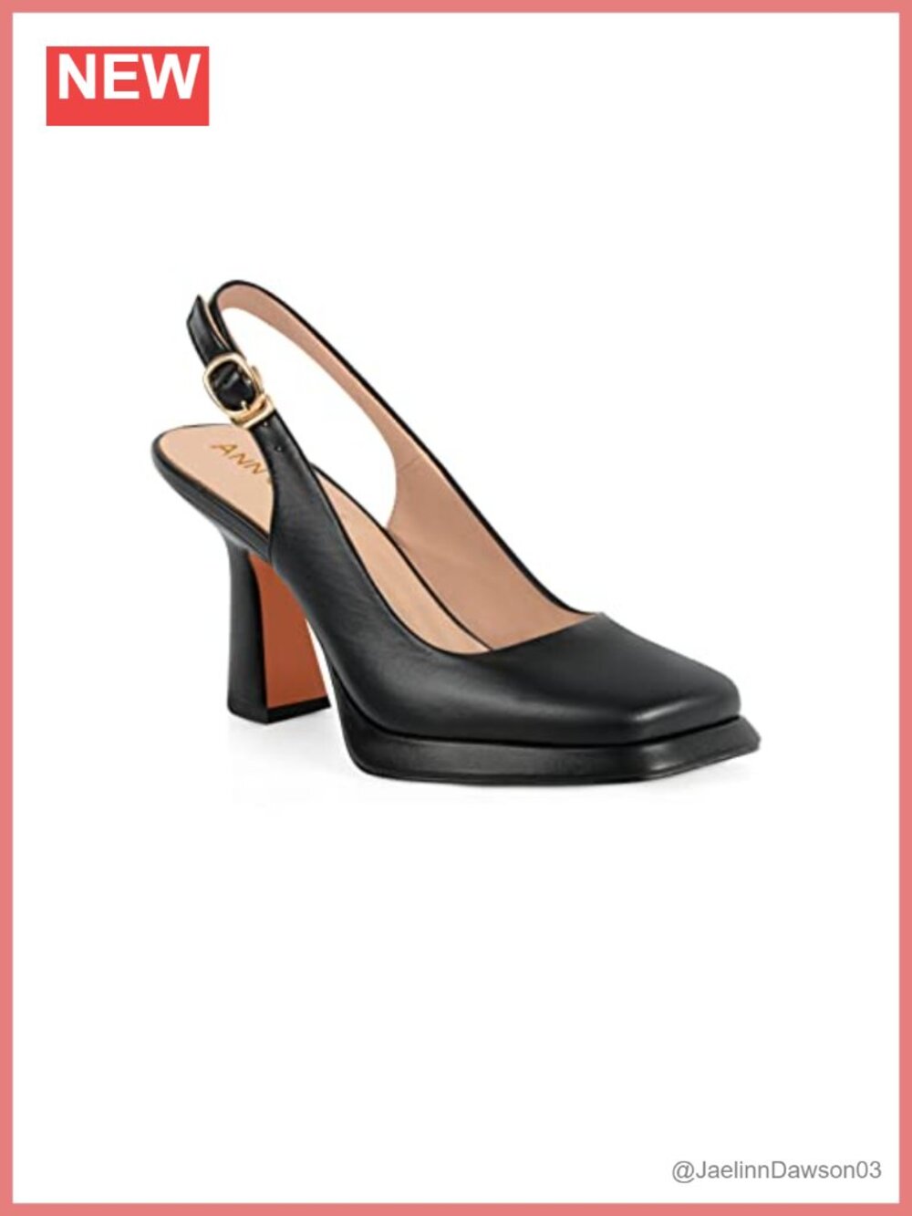 Women's Slingback Platform Pumps Square Toe High Heels Faux Leather Chunky Heel